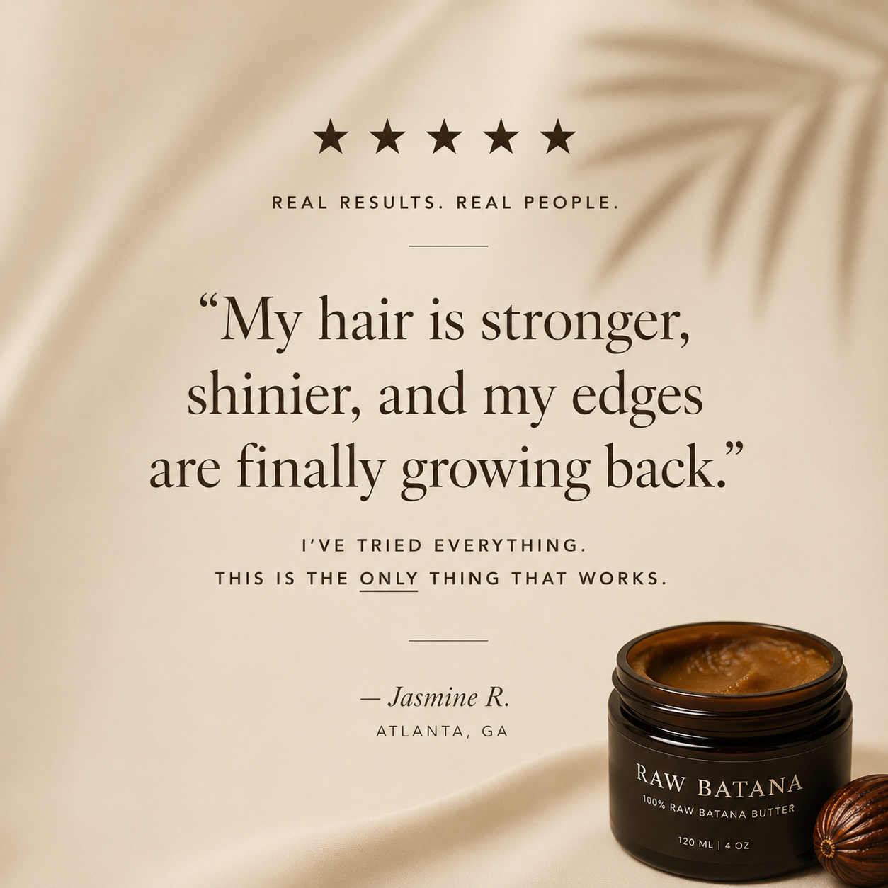 Customer review card for Raw Batana
